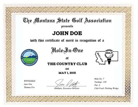 usga hole in one certificate.
